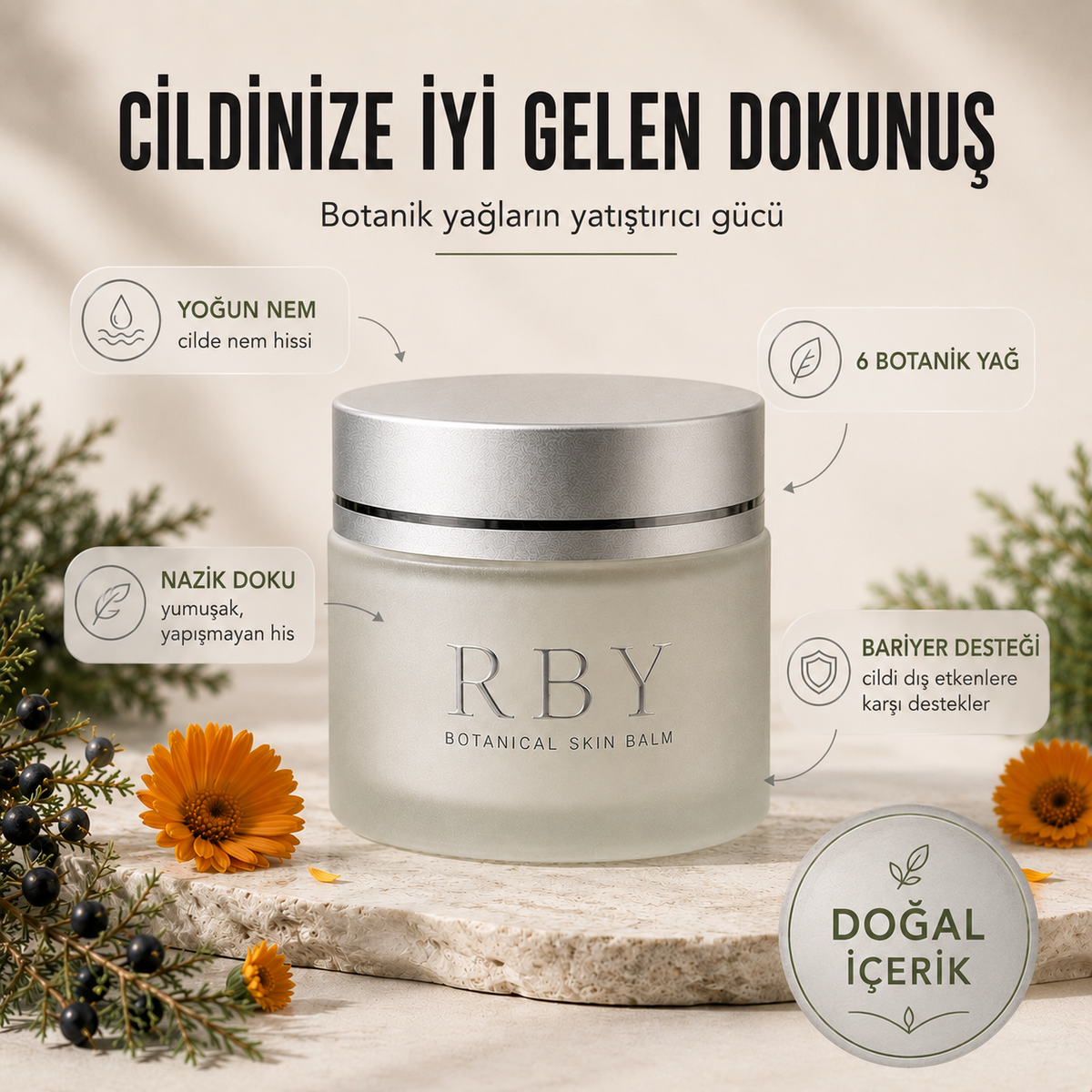 RBY Botanik Cilt Balmı Yatıştırıcı Bakım Kremi 50 ml